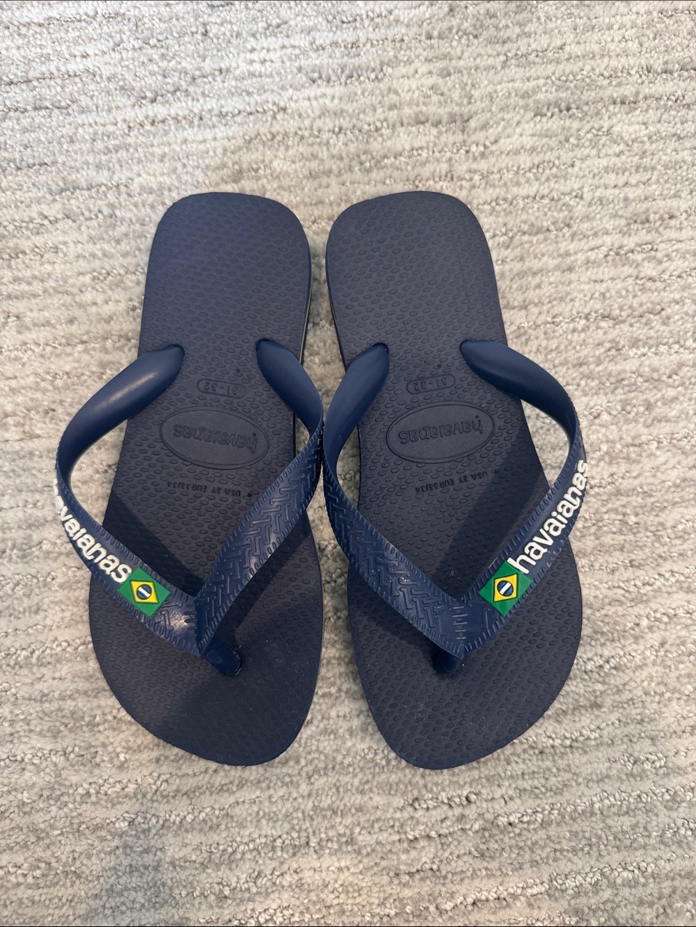 Boy’s Havaianas Navy Blue Flip Flops with Brazilian Flag Detail